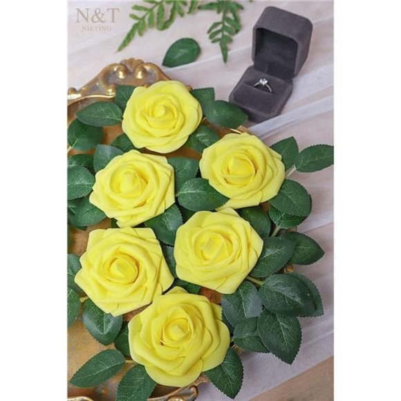 Artificial Flowers 25Pcs Fake Flowers Fall Roses Perfect DIY Wedding Bouquets - Picture 4 of 6